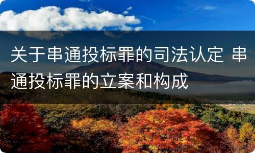 关于串通投标罪的司法认定 串通投标罪的立案和构成
