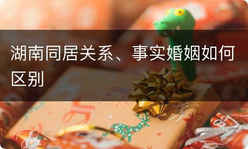 湖南同居关系、事实婚姻如何区别