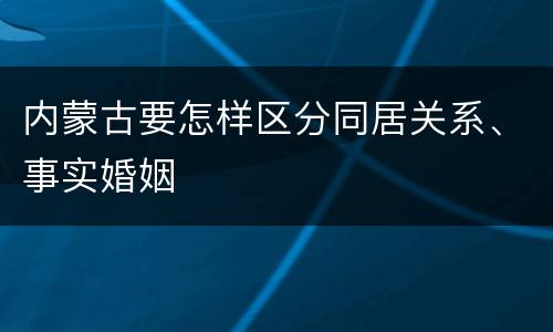 内蒙古要怎样区分同居关系、事实婚姻