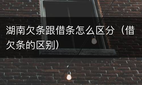 湖南欠条跟借条怎么区分（借欠条的区别）