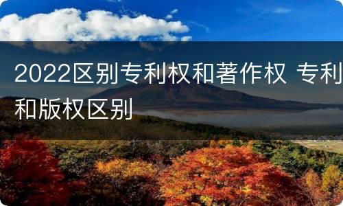 2022区别专利权和著作权 专利和版权区别