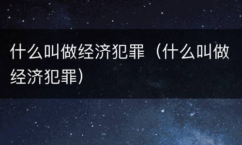 什么叫做经济犯罪（什么叫做经济犯罪）