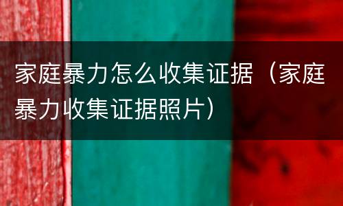 家庭暴力怎么收集证据（家庭暴力收集证据照片）