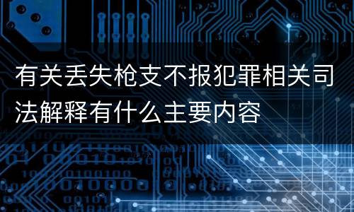 有关丢失枪支不报犯罪相关司法解释有什么主要内容