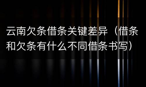 云南欠条借条关键差异（借条和欠条有什么不同借条书写）