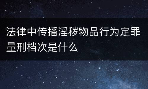法律中传播淫秽物品行为定罪量刑档次是什么