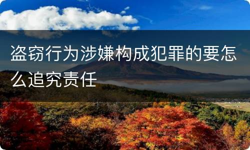 盗窃行为涉嫌构成犯罪的要怎么追究责任