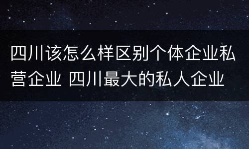 四川该怎么样区别个体企业私营企业 四川最大的私人企业