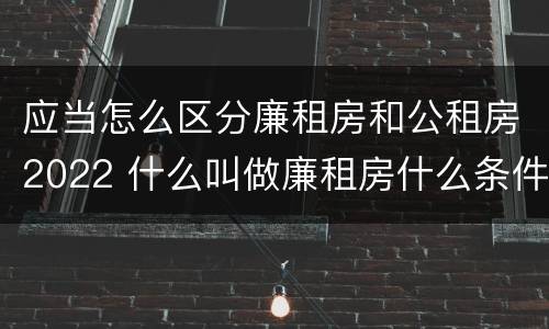 应当怎么区分廉租房和公租房2022 什么叫做廉租房什么条件符合廉租房