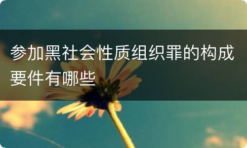 参加黑社会性质组织罪的构成要件有哪些