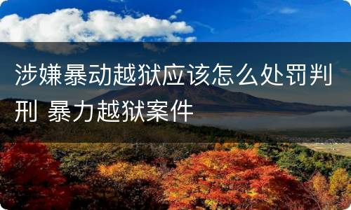涉嫌暴动越狱应该怎么处罚判刑 暴力越狱案件