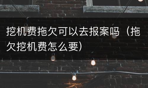 挖机费拖欠可以去报案吗（拖欠挖机费怎么要）