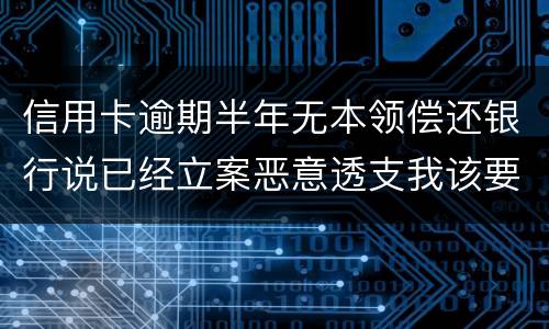 信用卡逾期半年无本领偿还银行说已经立案恶意透支我该要怎样办