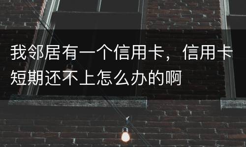 我邻居有一个信用卡，信用卡短期还不上怎么办的啊