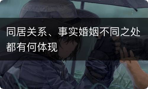 同居关系、事实婚姻不同之处都有何体现