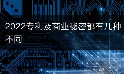 2022专利及商业秘密都有几种不同
