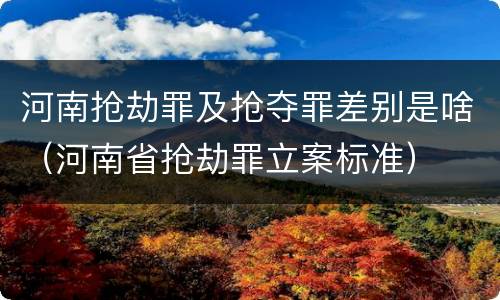河南抢劫罪及抢夺罪差别是啥（河南省抢劫罪立案标准）