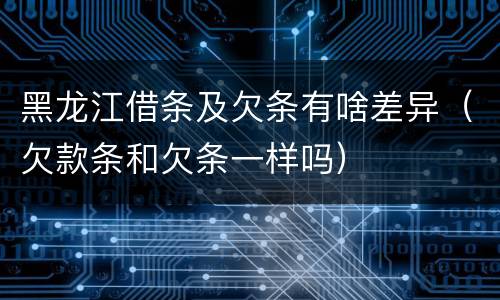 黑龙江借条及欠条有啥差异（欠款条和欠条一样吗）