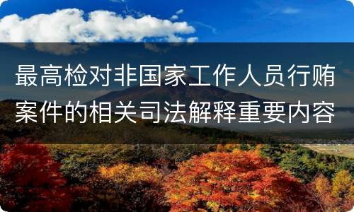 最高检对非国家工作人员行贿案件的相关司法解释重要内容都有哪些