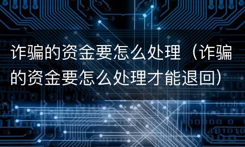 诈骗的资金要怎么处理（诈骗的资金要怎么处理才能退回）