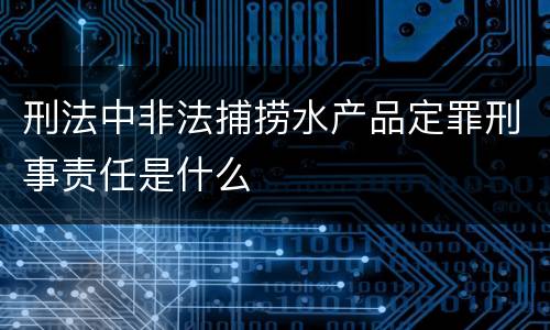刑法中非法捕捞水产品定罪刑事责任是什么