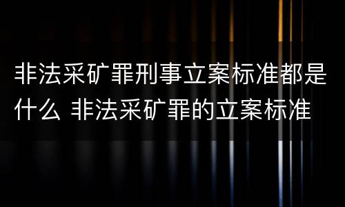 非法采矿罪刑事立案标准都是什么 非法采矿罪的立案标准
