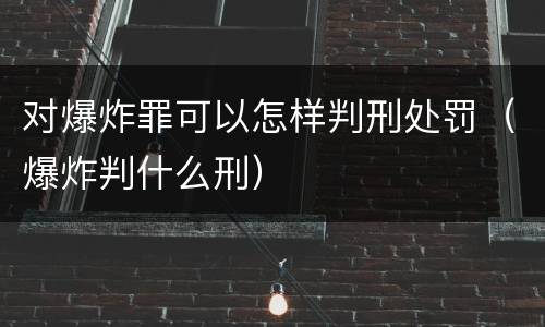 对爆炸罪可以怎样判刑处罚（爆炸判什么刑）