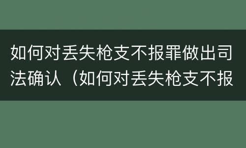 如何对丢失枪支不报罪做出司法确认（如何对丢失枪支不报罪做出司法确认）