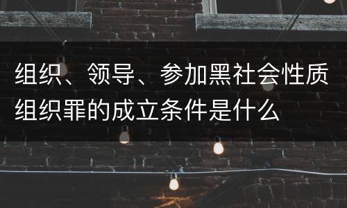 组织、领导、参加黑社会性质组织罪的成立条件是什么