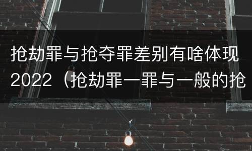 抢劫罪与抢夺罪差别有啥体现2022（抢劫罪一罪与一般的抢劫罪区别）