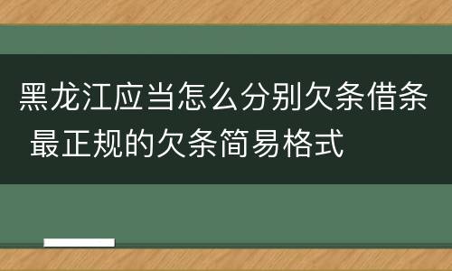 黑龙江应当怎么分别欠条借条 最正规的欠条简易格式