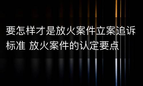 要怎样才是放火案件立案追诉标准 放火案件的认定要点