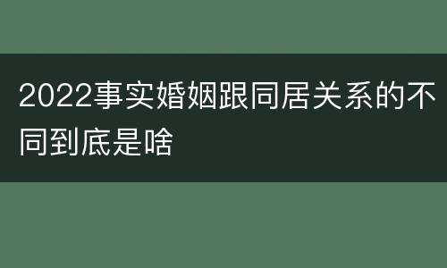 2022事实婚姻跟同居关系的不同到底是啥