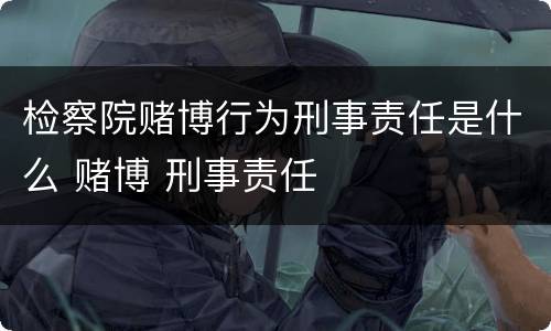 检察院赌博行为刑事责任是什么 赌博 刑事责任