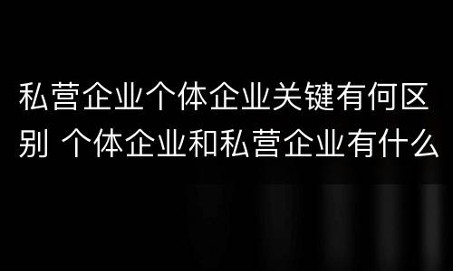 私营企业个体企业关键有何区别 个体企业和私营企业有什么区别和联系