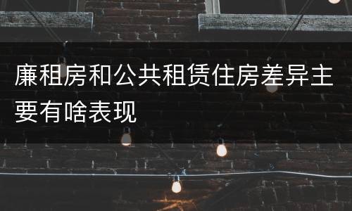 廉租房和公共租赁住房差异主要有啥表现