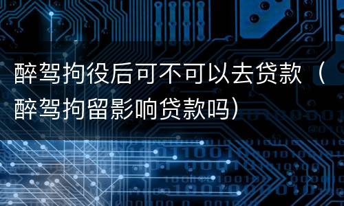 醉驾拘役后可不可以去贷款（醉驾拘留影响贷款吗）