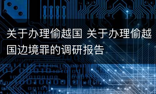 关于办理偷越国 关于办理偷越国边境罪的调研报告