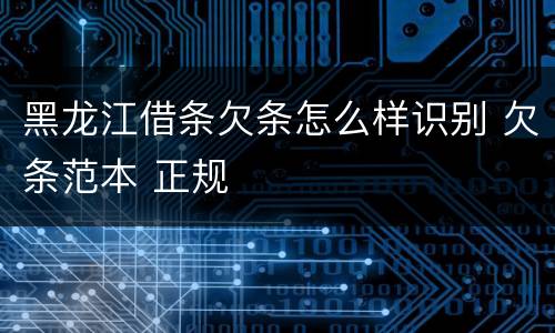 黑龙江借条欠条怎么样识别 欠条范本 正规