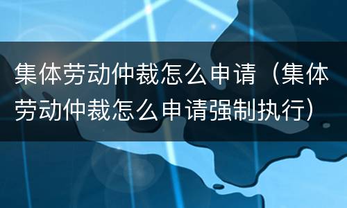 集体劳动仲裁怎么申请（集体劳动仲裁怎么申请强制执行）