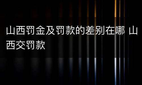 山西罚金及罚款的差别在哪 山西交罚款