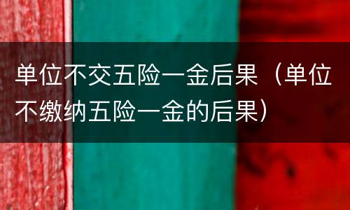 单位不交五险一金后果（单位不缴纳五险一金的后果）