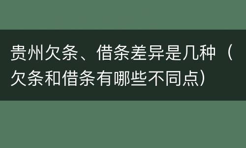 贵州欠条、借条差异是几种（欠条和借条有哪些不同点）