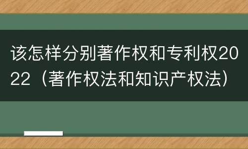 该怎样分别著作权和专利权2022(著作权法和知识产权法)