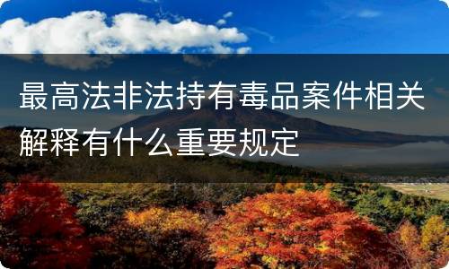 最高法非法持有毒品案件相关解释有什么重要规定