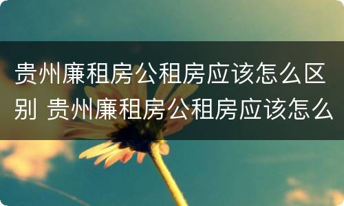 贵州廉租房公租房应该怎么区别 贵州廉租房公租房应该怎么区别的