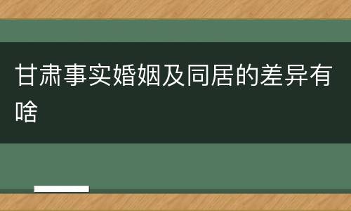 甘肃事实婚姻及同居的差异有啥