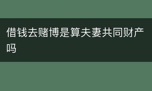 借钱去赌博是算夫妻共同财产吗