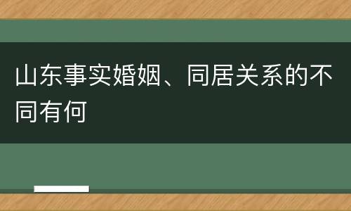 山东事实婚姻、同居关系的不同有何