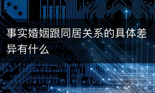 事实婚姻跟同居关系的具体差异有什么